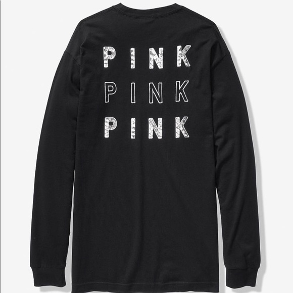 PINK Bling Campus Long Sleeve Ringer Tee - Picture 4 of 6